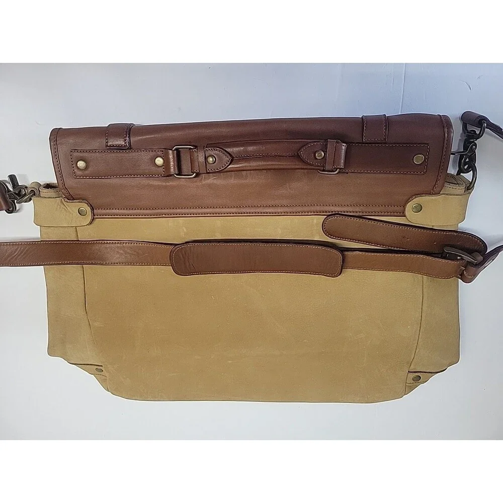 Vintage Genuin Leather Messenger‎ Bag Unisex Shoulder Strap Brown